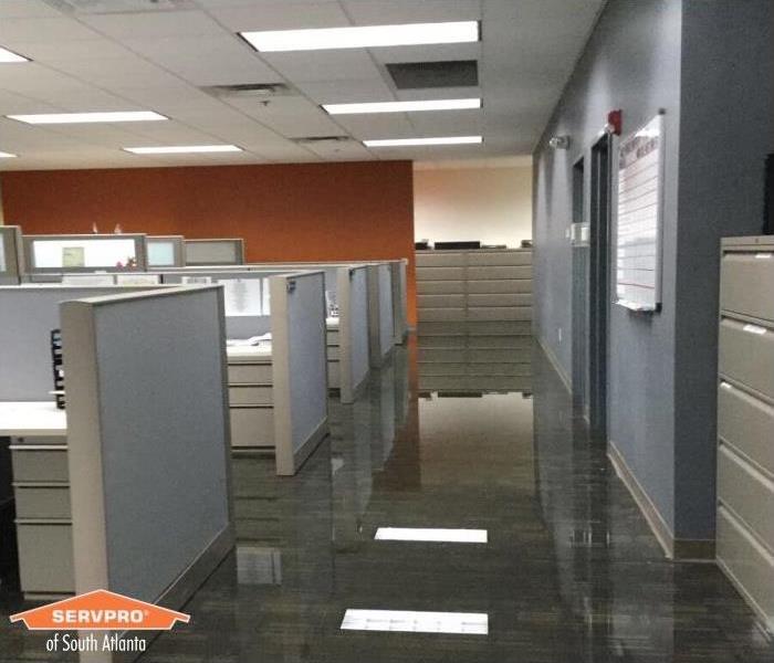flooded office and cubicles